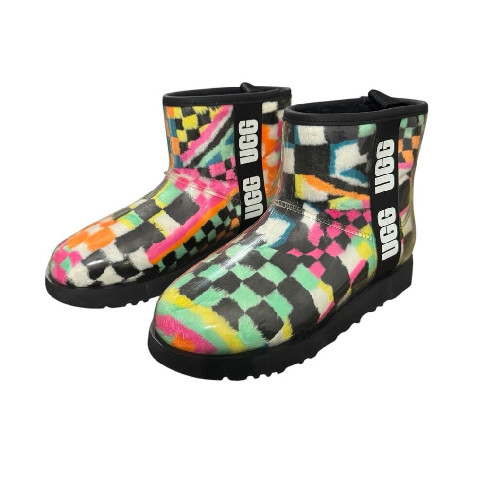 New! UGG Women's Classic Clear Mini Multi-Color Checkerboard Boots - Size 7 - Picture 5 of 16